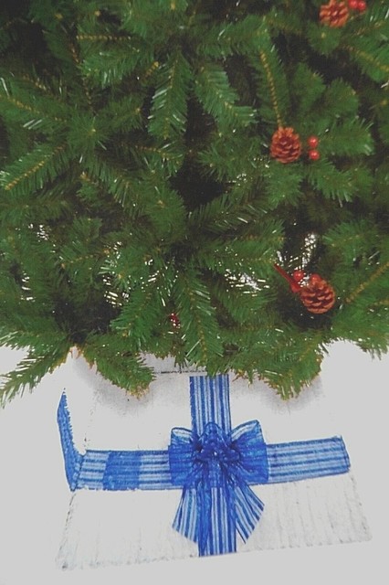 Albero Di Natale 50 Cm.Gonna Albero Di Natale Bianco Decorazioni Con Fiocco Blu 50 Cm X 32 Cm Circa Acquisti Online Su Ebay