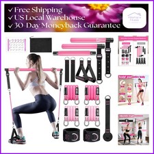 Adjustable Pilates Bar with 30lbs  40lbs Resistance Bands - Home Gym Essential