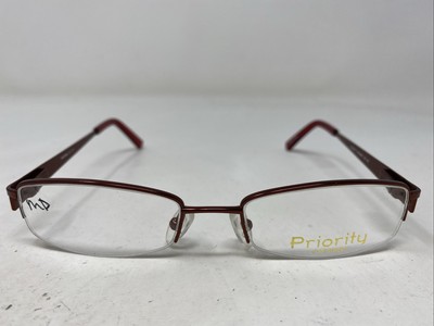 Priority Eyewear BRIANNA C3 51-18-135 Burgundy Half Rim Eyeglasses Frame CC63