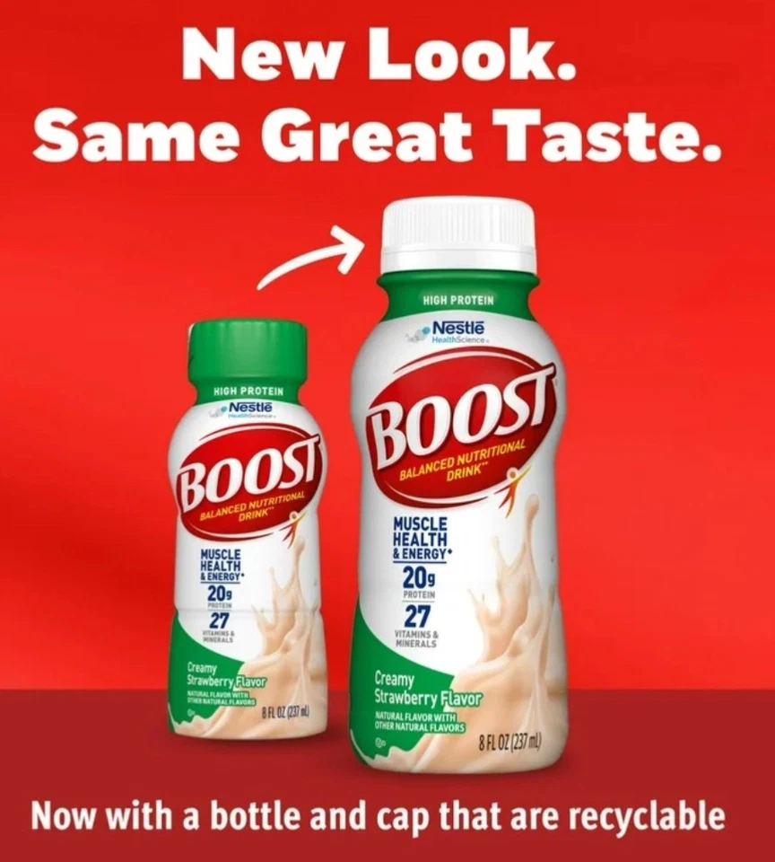 High Protein Boost Shakes,15 - 8 FL OZ 瓶,奶油草莓,20 克蛋白质 — 第 4/4 张图片