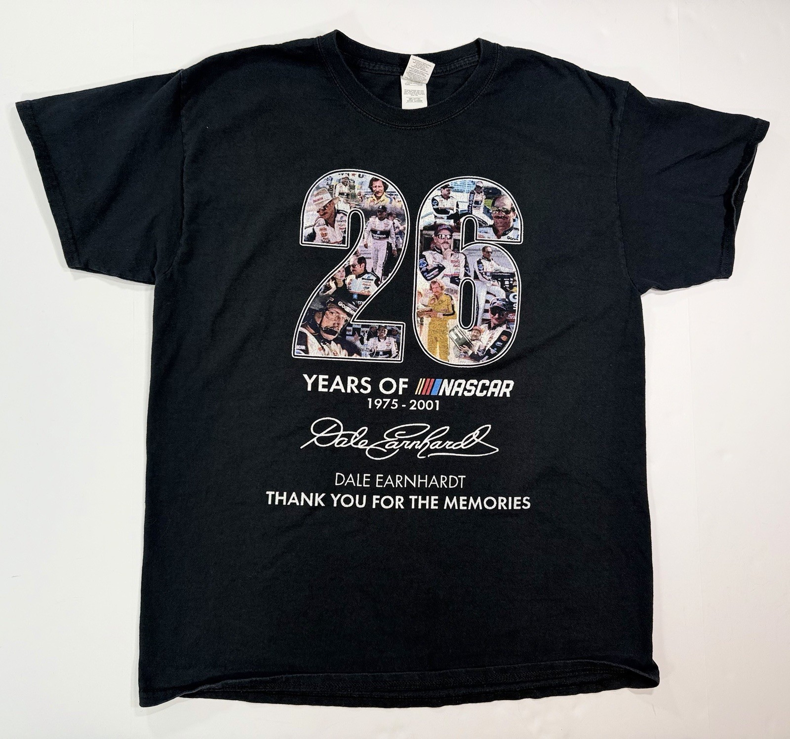 Dale Earnhardt Racing Tee Adult Large 26 Years Nascar Memorial Black Shirt