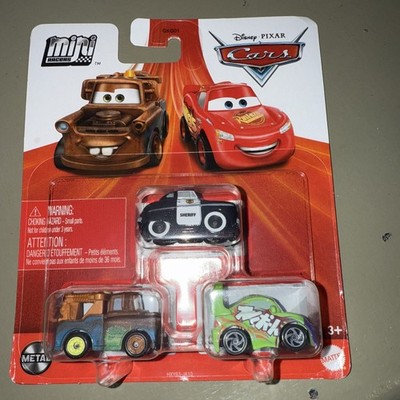 Disney Pixar Cars 3 Pack Metal Die-Cast Mater, Sheriff, Wingo - New