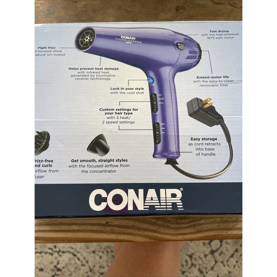 Conair 1875 Watts Cord-Keeper Dryer Ionic Technology with Retractable Cord - Image 2 of 2