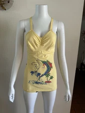1940s Sea Goddess Sailfish Bathing Suit Novelty Pin Up Swimsuit Resort Tiki VTG