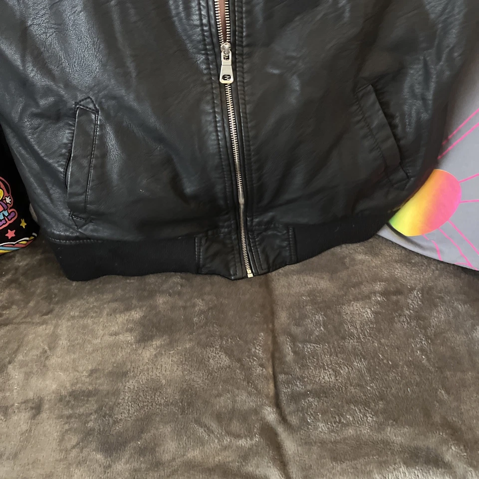 Ci Sono By Cavalini Mujer Talla 2X Negro Imitación Cuero Chaqueta Bomber Chaqueta Foto 3 de 4