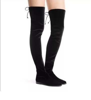 Stuart Weitzman Leggylady Stretch Velvet Over the Knee Thigh High Boots Size 9