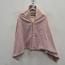 Holland Cooper Country Chic Races Pink Wool Cape Poncho Leather Detail One Size
