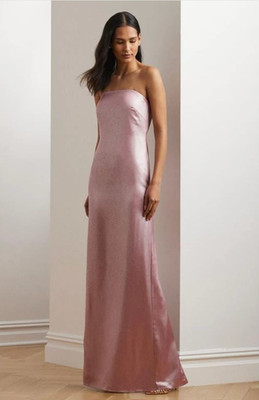 Lauren Ralph Lauren Women Rose Mauve Foiled Charmeuse Strapless Gown Size 10 NWT