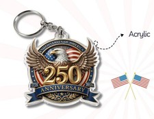 USA 250th Anniversary Acrylic Keychain, 1776-2026 Patriotic Keychain