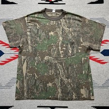 Vintage 70s 80s Real Tree Trebark Camo Pocket T Shirt Mens Size XL USA Made