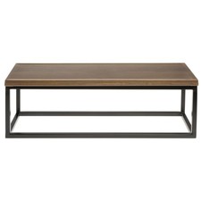 HUBERT  Black Display Riser with Acacia Top - 7"H