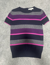 LOFT Women  s XS Striped Knit Crew Neck Short Sleeve Pullover Sweater