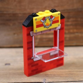 LEGO Red Brick Firehouse Window Wall Panel 1x6x6 with Fire Axes Logo