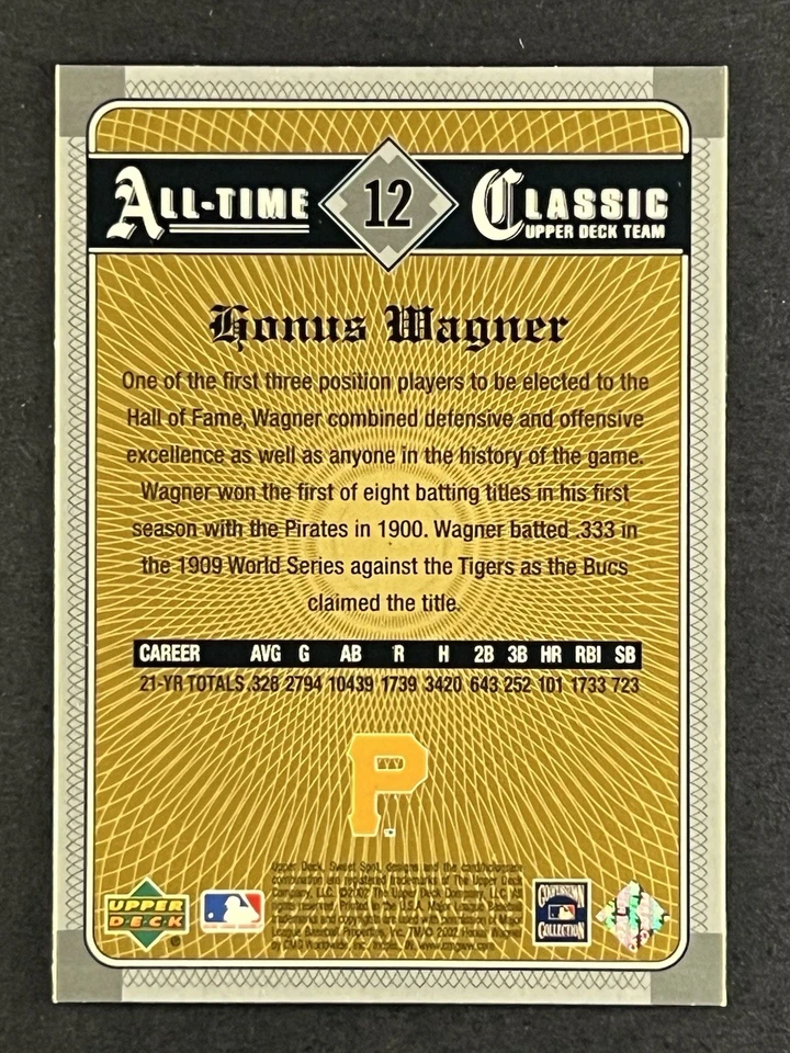2002 Upper Deck Sweet Spot Classics #12 Honus Wagner Pittsburgh Pirates - Image 2 of 3