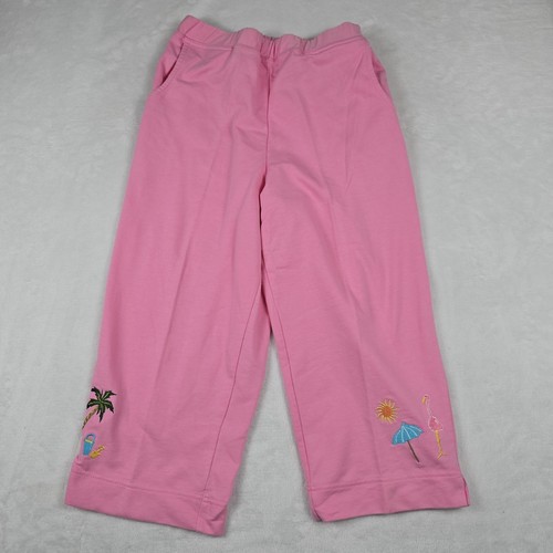Breckenridge Petite Women's Medium Pink Striped Beach Embroidered 2 Piece Set - Picture 10 of 16