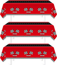 3Pcs Racing Car Plastic Tablecloth, Race Birthday Party Decorations, 54'' X 108'