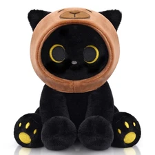 Cute Capybara Plush Cat Toy - 8 Kawaii Black Cat Gift for Kids  Birthdays
