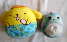 Lot-2-Kellytoy Squishmallow Sanrio Pompompurin 7" & Winona Liamacorn Liama 5.5"