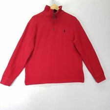 Polo Ralph Lauren Red Quarter Zip Pullover Sweater Men's M Cotton Knit Preppy