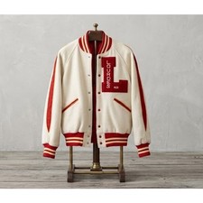 Vintage Butwin Varsity Letterman Jacket Lourdes Cream Red Wool Sz 40 READ