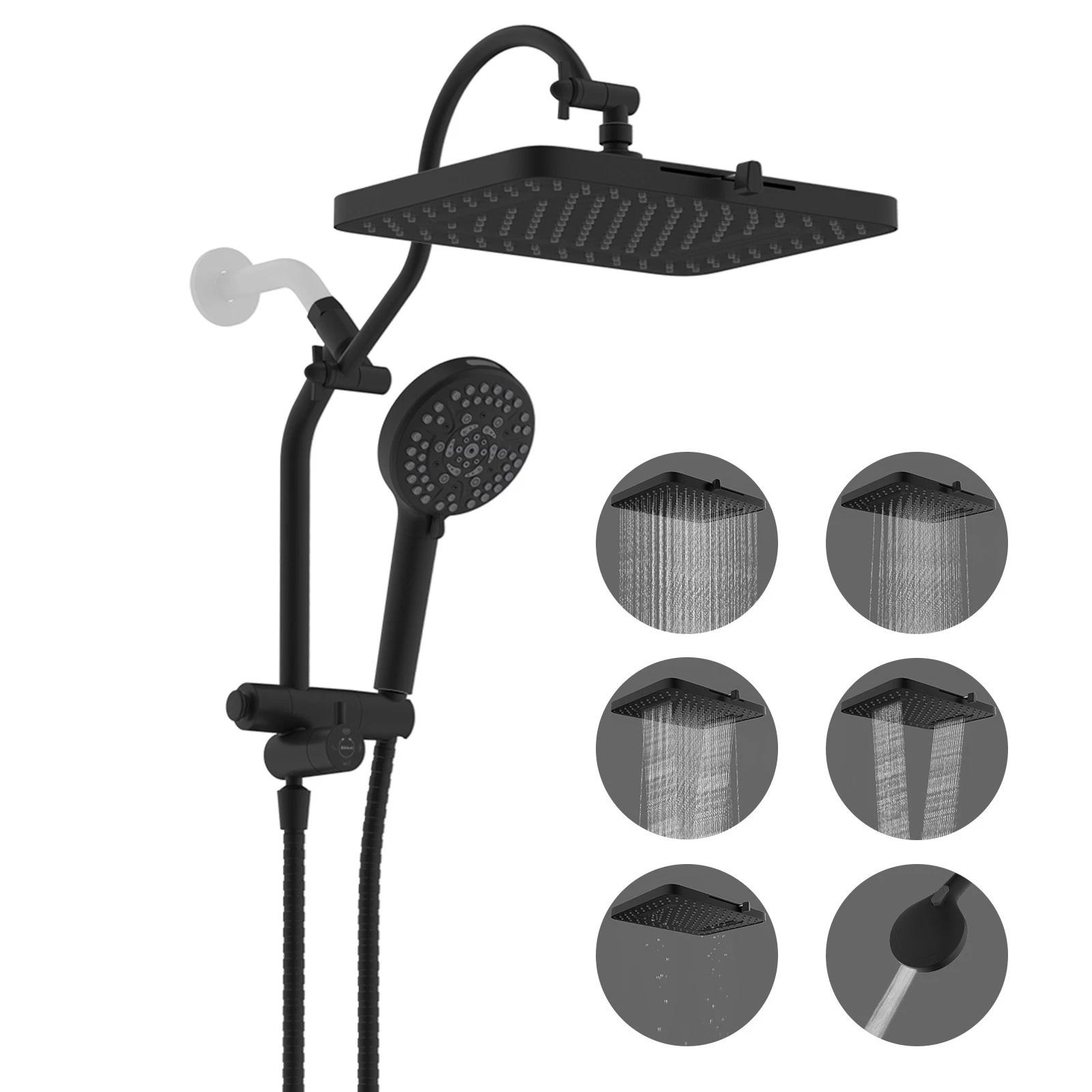 13" Rain Shower Head with Handheld Spray Combo High Pressure Adjustable Arm
Opens in a new window or