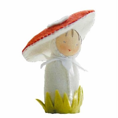 De Witte Engel 7 cm Filz Tisch Puppen Set - Pilz