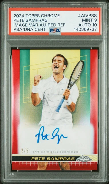 2024 Topps Chrome Pete Sampras Image Variation Red Refractor Auto /5 PSA 9 10