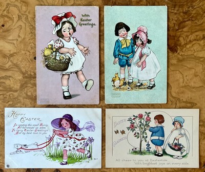 Lot of Four (4) Easter Themed UNUSED Vintage Postcards / Postcard Exchange