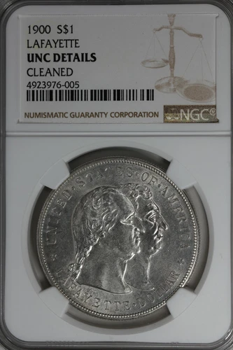 1900 $1 NGC UNC DETAILS LAFAYETTE CLEANED Lafayette, US Commemorative, United St