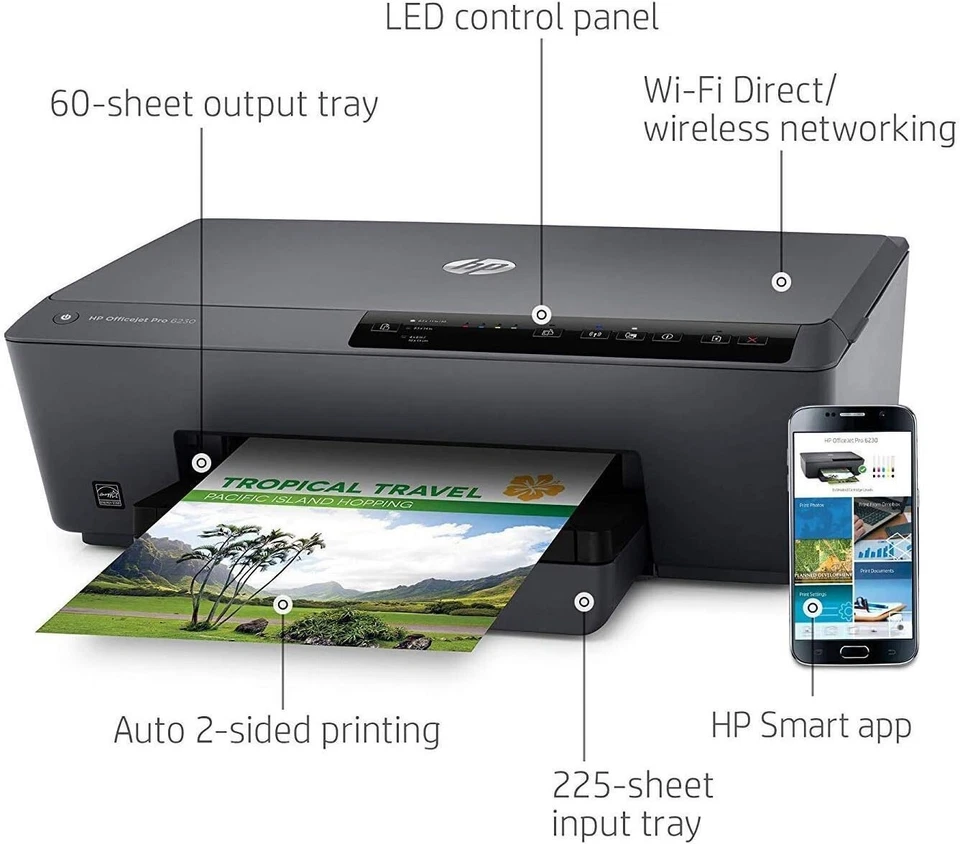 HP OfficeJet Pro 6230 ePrint | Print only, wireless | Auto duplex | E3E03A -NEW - Image 3 of 4