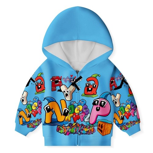 Kids Alphabet Lore Xmas Gift Zip Hoodies Blue Bla Coat Top Sweatshirt