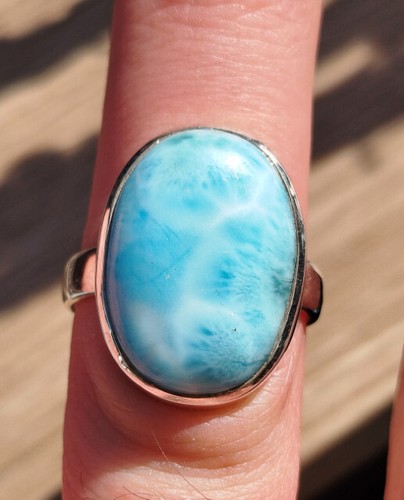8g TOP Bague en Larimar sur argent taille 57,5 ou 8 (US) - Imagen 4 de 6