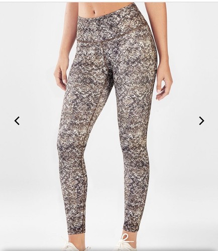 Fabletics High Waisted Powerhold Legging Small S Brown White Serpentine  Pant | eBay