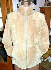 Vintage Camel Guess 2-way Genuine Leather Full Zip Faux Fur Lined Jacket/size L