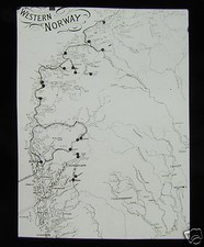 Glas Magische Laterne Dia KARTE WESTERN NORWEGEN UM 1900 NORWEGEN