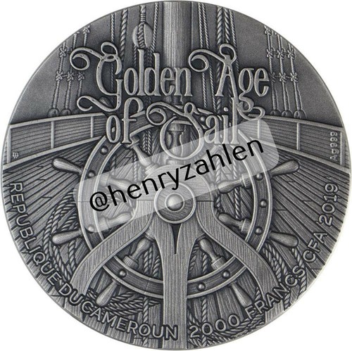 QUEEN ANNES REVENGE Blackbeard Ship, 2 Oz Silbermünze Cameroon 2019 - Picture 2 of 2