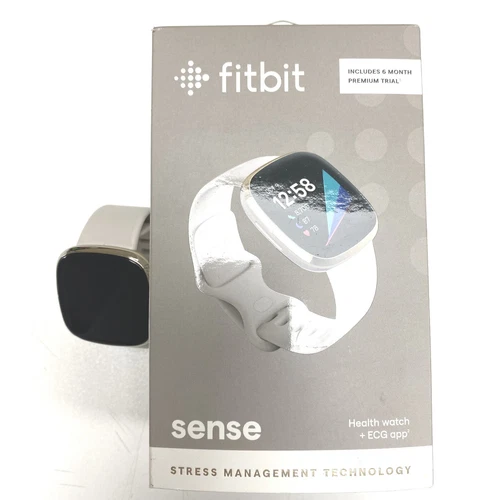 FitBit Sense 41mm White Smart Watch Fitness Tracker Stress Sleep Monitor Heart6