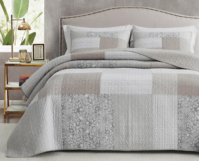 Quinn King Size Floral Patchwork Quilt Set - Lightweight Reversible Coverlet
