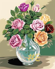 Roses in Glass Flats Printed Needlepoint Canvas FA139-3