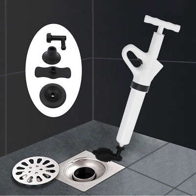 #ad Air Drain Blaster Gun Pump High Pressure Plunger Toilet Pipe Clog Remover White $30.43