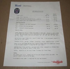 Genuine 1978 Masi Frames & Bicycles Price List