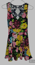 Windsor Womens V neck Floral & Back Black Lace Flare Dress Size Small