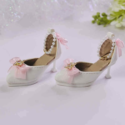 Fashion Leather High Heels Pointed Head Princess Shoes for 1/4 BJD Doll with Bow - Afbeelding 12 van 15