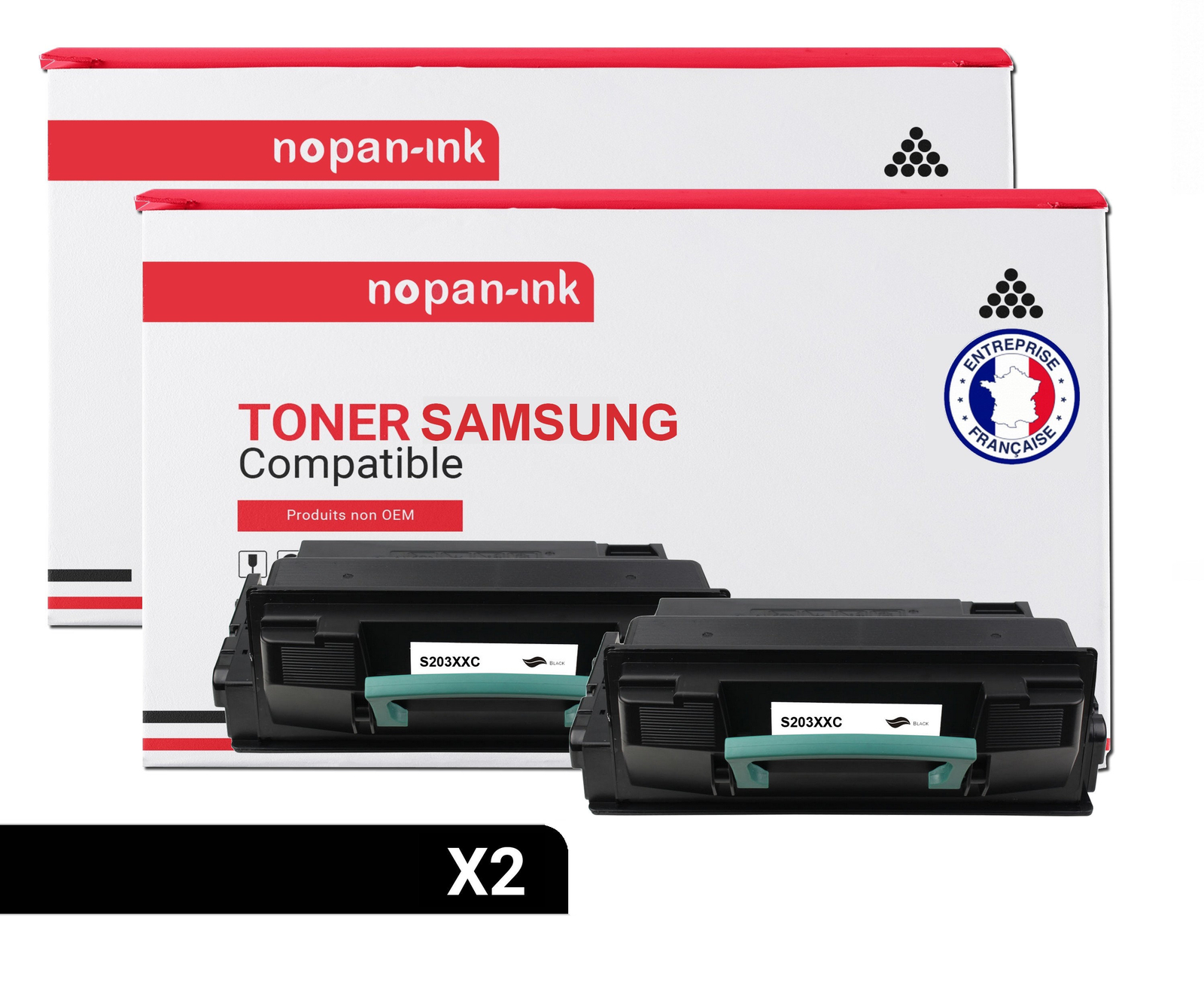 Toner SAMSUNG MLT-D203E noir NOPAN-INK pack de 2 pour eliminer les pannes de toner en entreprise