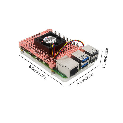 Dissipatore in rame custodia in metallo guscio di raffreddamento passivo per Raspberry Pi 5 (con ventola). - Foto 3 di 6