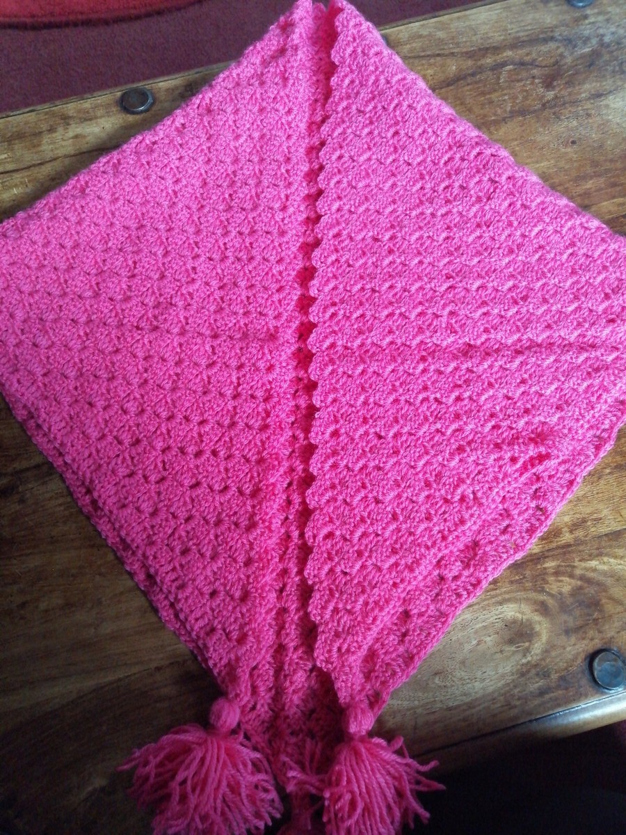 Beautiful Hot Pink Shimmer Crochet Shawl Summer christmas
