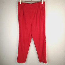 Vintage 80s High Waist Trousers Pants Red Back Zip Sharon Young Women Sz 8