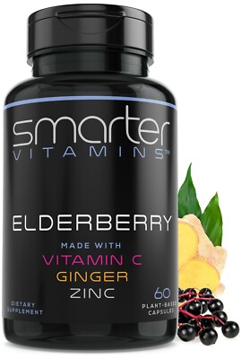 SMARTERVITAMINS - Elderberry Capsules + Vitamin C + Ginger & Zinc Supplement