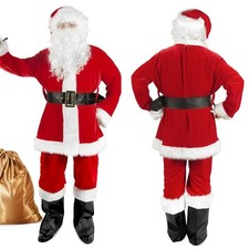 Men's Deluxe Santa Suit 11pcs. Christmas Adult Santa Claus Costume Santa Outfit