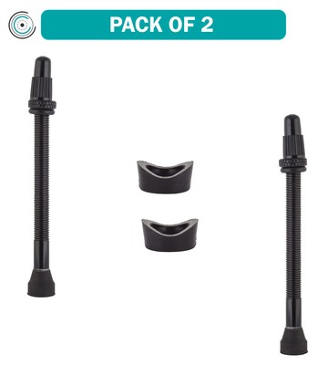 Pack of 2 Origin8 Tubeless Alloy Presta Valve Tubeless Valve 70mm Single Black